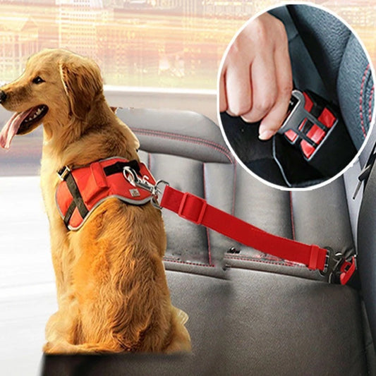 SafePaws Adjustable Pet Car Seat Belt – Secure Dog & Cat Vehicle Harness with Safety Lead Clip – Travel Traction Collar Accessory for Comfortable Journeys