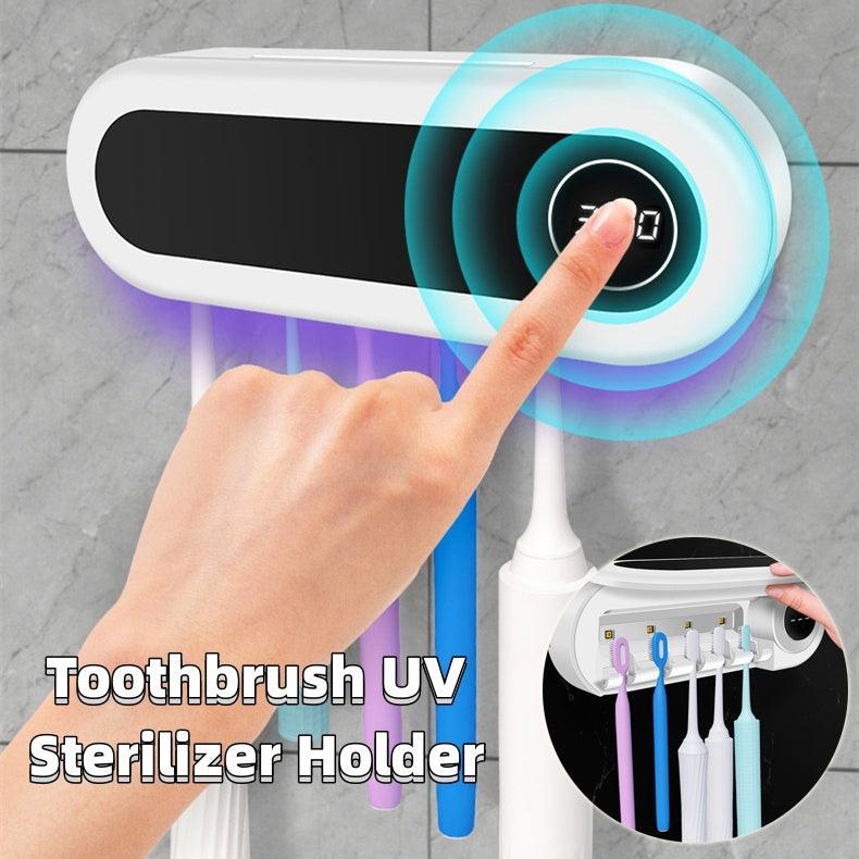 HygieneMaster UV-C Wall-Mounted Toothbrush Sterilizer & Toothpaste Dispenser - Smart Bathroom Organizer - staple stone